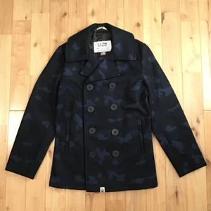SCHOTT × BAPE camo melton wool coat a bathing ape navy Size S - Picture 1 of 10