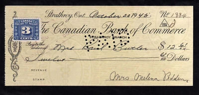 5W227 - 1945 КАНАДСКИЙ БАНК ТОРГОВЛИ - СТРАТРОЙ, ОНТАРИО - Изображение 1 из 2