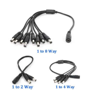 1 Female to 2/4/8 Male Plug DC Power Splitter Cable For LED CCTV Security Camera - Picture 1 of 12