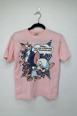 Vintage 1996 90’s Pinky and The Brain T Shirt Animaniacs Warner Bros USA 14/16 - Image 1 of 4