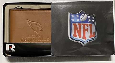Arizona Cardinals Embossed Brown Leather Bifold Wallet Cover