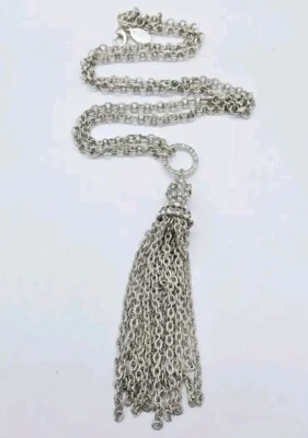 Colar White House Black Market WHBM tom prata borla cristal 31,5 pol robusto - Imagem 1 de 4