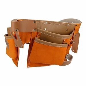 Rollo de herramienta doble de gamuza y cuero 10 bolsas hebilla de cinturón ajustable - Imagen 1 de 4
