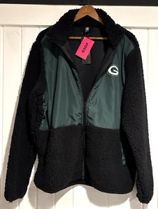 NFL Green Bay Packers FOCO Sherpa Soft Zip Up Jacket Mens Size L NWT - Picture 1 of 10