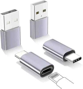 Type C Male To iPhone Port Adapter USB C Female To USB Convertor-2 Pk (4 count) - Picture 1 of 8