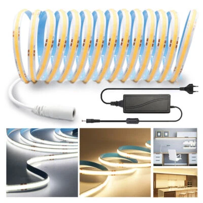 Super hell LED COB Streifen Warmweiß Kaltweiß Band Stripe keine Lichtpunkt 2m 5m - Bild 1 von 4