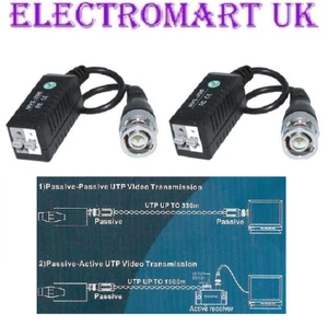 CCTV SECURITY VIDEO BALUN BNC PLUG PLUGS TO CAT5 CAT5E CABLE ADAPTORS 1 PAIR - Picture 1 of 1