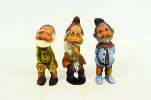 3 Vintage Resin Gnomes/Dwarves Ornaments/Decorations Hong Kong Snow White? - Picture 1 of 12