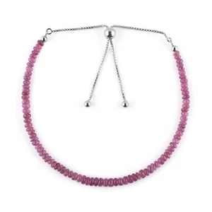 AA+ Premium Mozambique Ruby Beads Adjustable Slider Bolo Bracelet In 925 SilverC - Picture 1 of 5