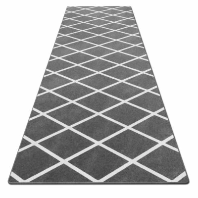 ALFOMBRA ANTIDESLIZANTE CORREDOR alfombra de salón DIAMANTE ENREJADO CELOSÍA GRIS BRUMOSO Foto 1 de 4