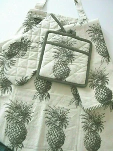 SIMRIN 4-TEILIGES KÜCHENSET ~ ANANAS SCHÜRZE TOPFLAPPEN OFENHANDSCHUH GESCHIRRTUCH NEU - Bild 1 von 8