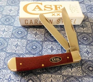 CASE XX New 12270 Dark Red Burlap Micarta Handle 2 Blade Trapper Knife/Knives - Picture 1 of 1