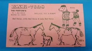 CB RADIO QSL Trading Card "RED HORSE & LADY - the PARTON'S - BLUEFIELD, VA" - Bild 1 von 1