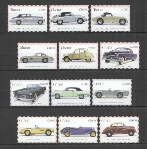 C0004 GHANA TRANSPORT ANTIQUE CLASSIC CARS !!! BIG FULL SET MNH Cover