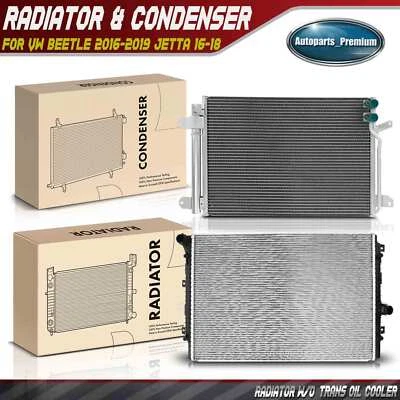 Kit de refrigeración de radiador y condensador de aire acondicionado para Volkswagen Beetle 2016-2019 Jetta 16-18 Foto 1 de 4