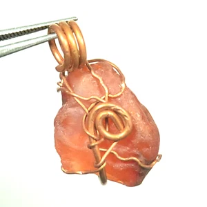 Natural Red Caroline Rough Copper Wire Wrap Pendant Elegant Handcrafted Jewelry - Picture 1 of 8