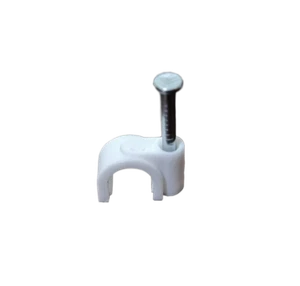 1000 PCS. CABLE CLIP WITH NAIL, WHITE 8MM, ROUND, TV AERIAL CABLES WALL MOUNTING - Picture 1 of 4