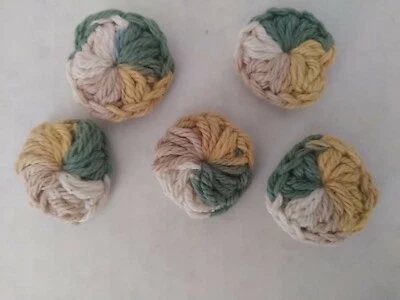 Handmade Cotton Facial Rounds. Makeup Removal Pads. Green/Tan/White. Set of 5. - Image 1 of 3
