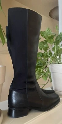 Andrew Geller Voyage Black Leather High Knee Riding Boots Women's 6.5 M - Image 1 of 4