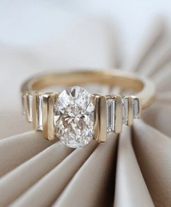 Lab Grown Art Deco Engagement Ring - Picture 1 of 8