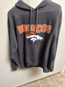 MEN'S HOODIE SWEATSHIRT SZ LARGE GRAY DENVER BRONCOS NFL TEAM APPAREL - Picture 1 of 14