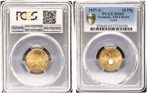 3rd Reich 10 Pfennig 1937-A J.364 PCGS MS65 Uncirculated - Mint State 124364 - Picture 1 of 1