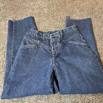 Pantalones de mezclilla cónicos vintage años 80 cintura alta ribcage pequeños lavado medio dobladillo crudo Hong Kong Foto 1 de 4