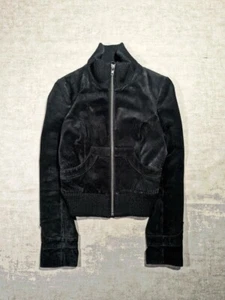 black real leather crop jacket moto racer bomber - Picture 1 of 4