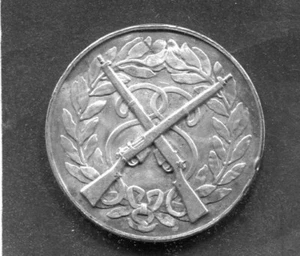 I. W. I. R. WEAPSON MEETING 1961 MEDAL SILVER PLATED BRASS 32MM CROSSED RIFLES - Picture 1 of 2