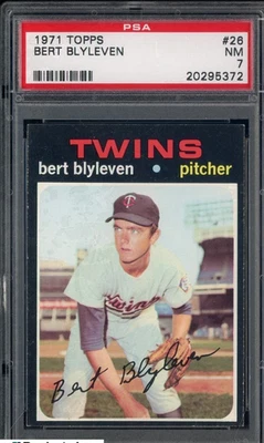 1971 Cartões de beisebol Topps #26 Bert Blyleven RC HOF Minnesota Twins PSA 7 QUASE PERFEITO - Imagem 1 de 3