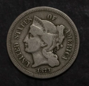 1873 Open 3 Three Cent Nickel Fine Lot 2563 - Picture 1 of 2