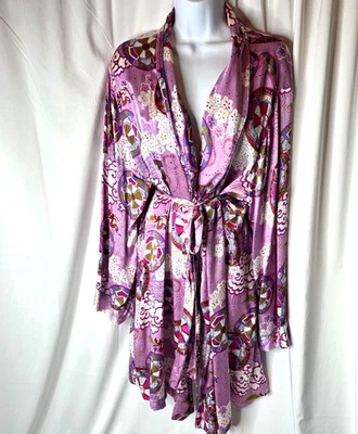 Nick & Nora Women's Size XXL Silk Robe Asian Dragon Purple - Image 1 of 4