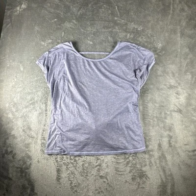 Lululemon 衬衫女式小号紫色扭背瑜伽健身房跑步 — 第 1/4 张图片