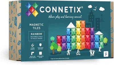 Connetix Rainbow Rectangle Pack, 18 Pcs, Magnetic Tiles, 6 Bright Colors - Image 1 of 4