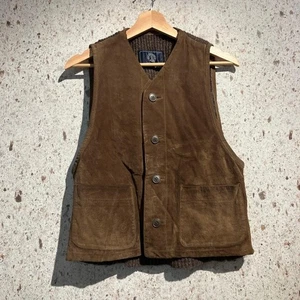 90s Vintage SAN FRANCISCO STORY Leather Vest FREE Size Biker Gilet Rare - Picture 1 of 9