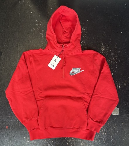 Felpa con cappuccio mezza zip Supreme x Nike Collab 2021 pelle di serpente logo Nike rossa piccola nuova con etichette