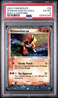 PSA 6 Hitmonchan Ex Holo Ruby & Sapphire #98 2003 Pokemon 120942269 - Image 1 of 2