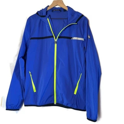 CUTTER & BUCK Men's Golf Breaker Sport Stretch Jacket Blue Size Medium UPF Hood - Image 1 of 4