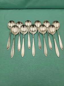 Vintage Community Silverplate ADAM Set Of 11 Gumbo Round Soup Spoons Oneida - Picture 1 of 14