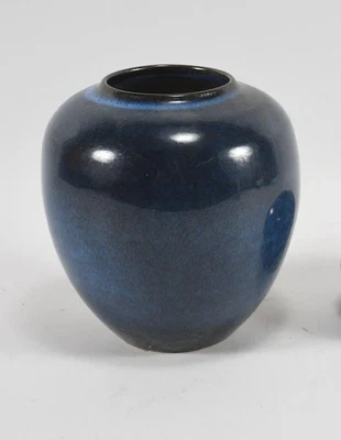 Zaalberg Leerdam Studiovase 1960er tiefblau signiert Niederlande 17cm - Bild 1 von 4