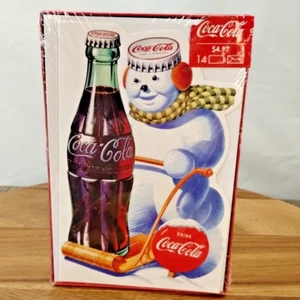 Vintage Coca-Cola Neu Versiegelt Weihnachtskarten Schneemann Schlittenfahren, Trinken Coca-Cola - Bild 1 von 4