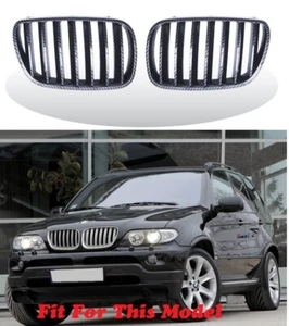 Front Kidney Grill Grilles Carbon Look For '2004-'2006 BMW E53 X5 Series - Imagen 1 de 2
