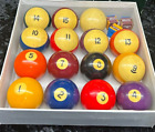 15 -Vintage- Pool/Billiards Ball Set - 2 1/4 Inch Ball Set, 3 Chalk's In Box