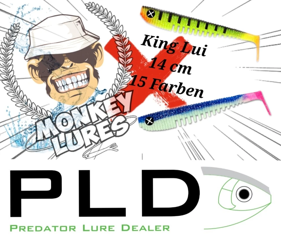 Monkey Lures King Lui 14 cm Gummifisch Zander Hecht Dorsch Wels Köder - Bild 1 von 1