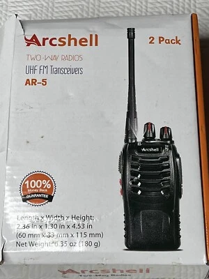 Arcshell AR-5 Black Li-ion Battery UHF Transceivers Two Way Radios 2 Pack - Image 1 of 4