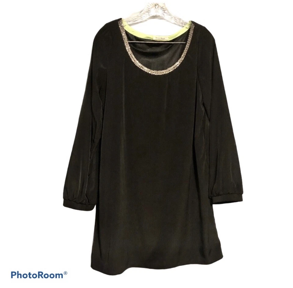 Honey Punch Sheath Little Black Dress Beaded Neckline Lined Womens Large  - Image 1 of 4