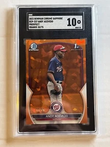 2023 Bowman Chrome Sapphire Andy Acevedo Orange Refractor 1st # /75 SGC 10 Card - Picture 1 of 2