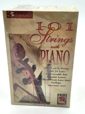 101 Strings With Piano; Piano Classics Set of 3 Cassettes 1996 New In Package - Image 1 of 4