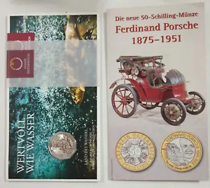 Lot of 2: Austria: 5 euro 2013 silver / 50 schilling 2000 Porsche/ in cards - Picture 1 of 13