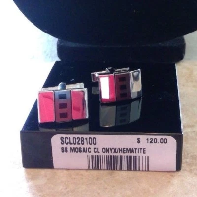 Gemelos Dolan Bullock plata esterlina ónix hematita muy raros scl028100 $120 Foto 1 de 3